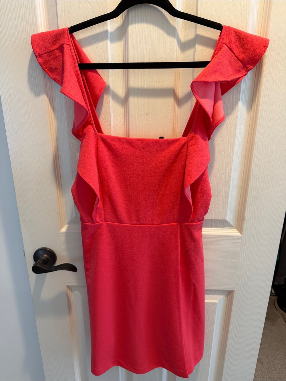 BCBGMaxAzria Coral Pink Ruffle Strap Mini Dress